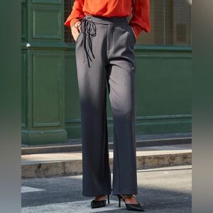 Rihoas Grey Natural Waisted Straight Pants